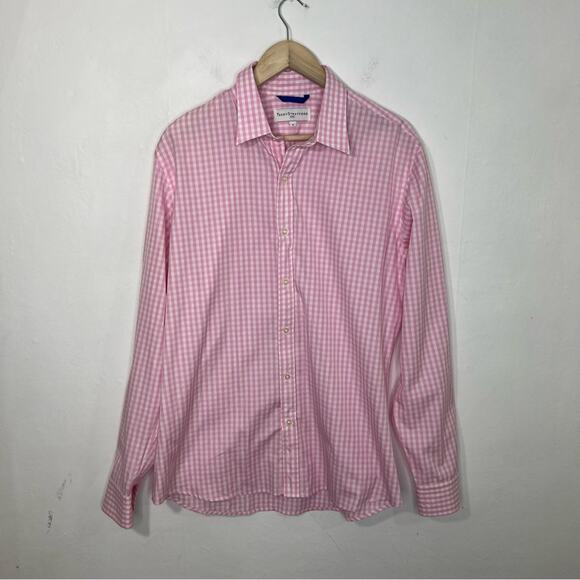 Teddy Stratford Pink Gingham Oxford Cloth Zip Front Shirt Size Large or 4 - Picture 13 of 13